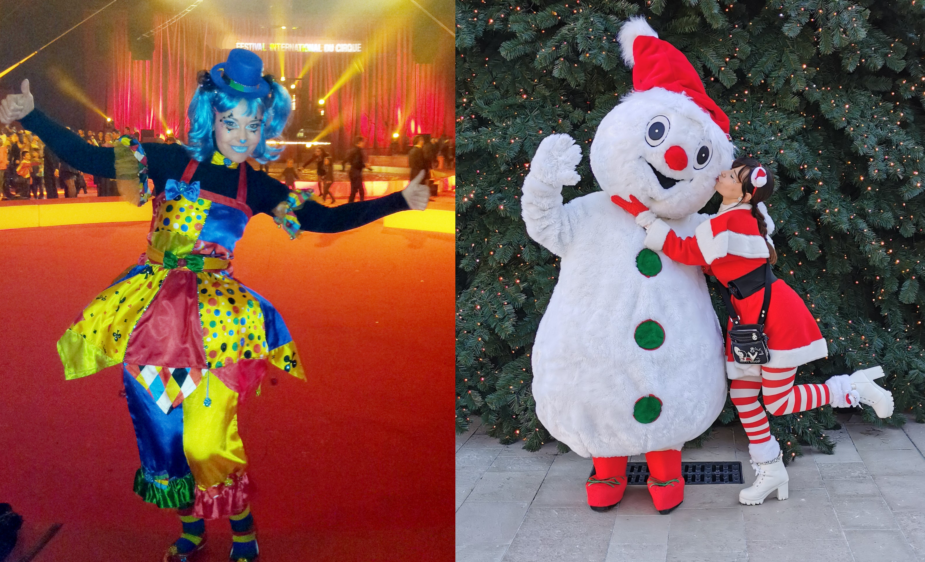 la clownette &amp; la mascotte bonhomme de neige